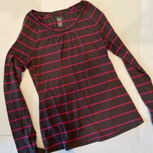 🛍️ REI Sariska Tee Long Sleeve Gray Pink Striped Casual Active Top Medium